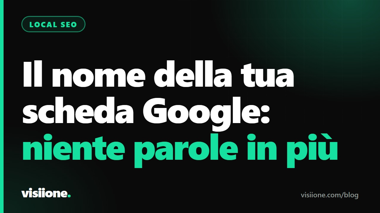 Scheda Google di un'attività locale con il nome troppo lungo e il timbro «sospesa» (esempio)