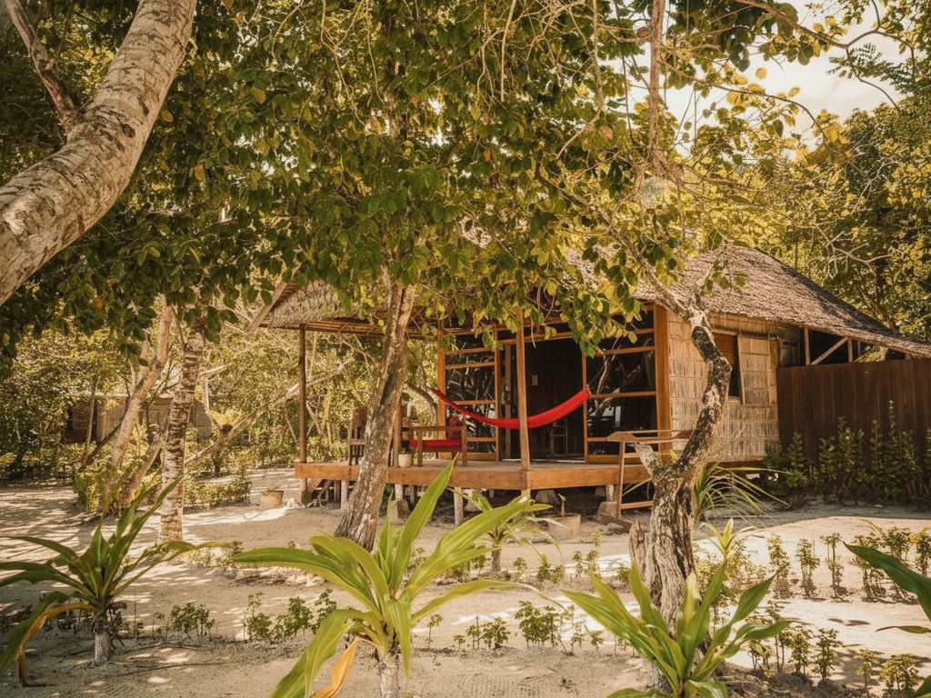 Superior cottage on the beach under the palms