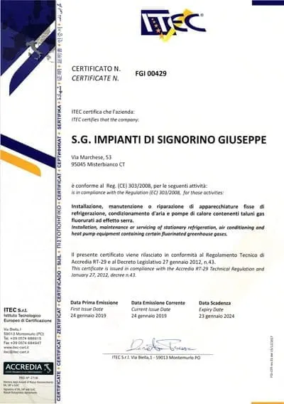 Certificato F-GAS (ITEC)