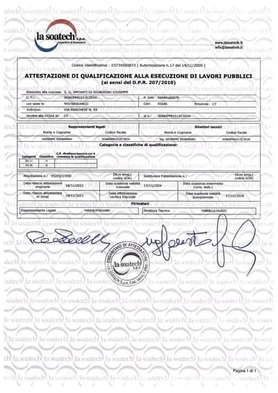 Attestazione SOA OG11 – OS28 – OS30