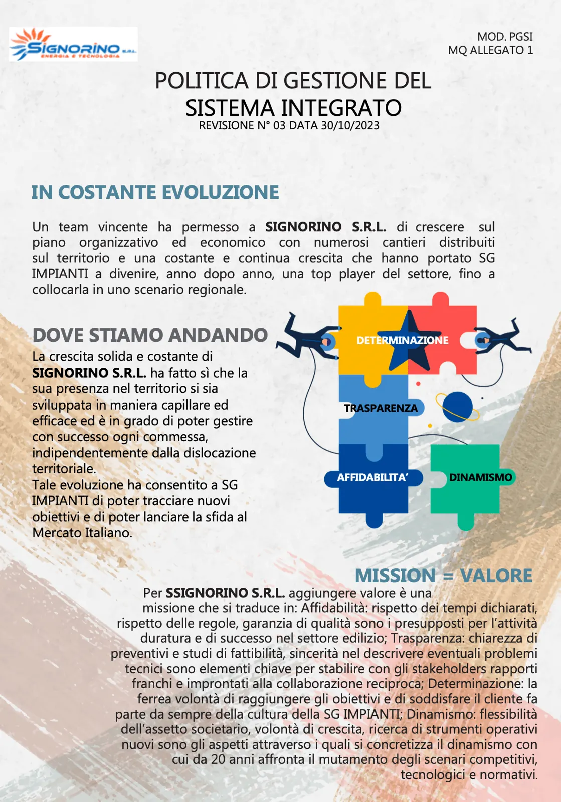 Politica aziendale: in costante evoluzione