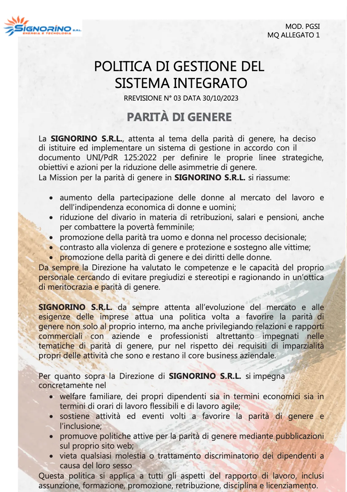 Politica aziendale: parità di genere