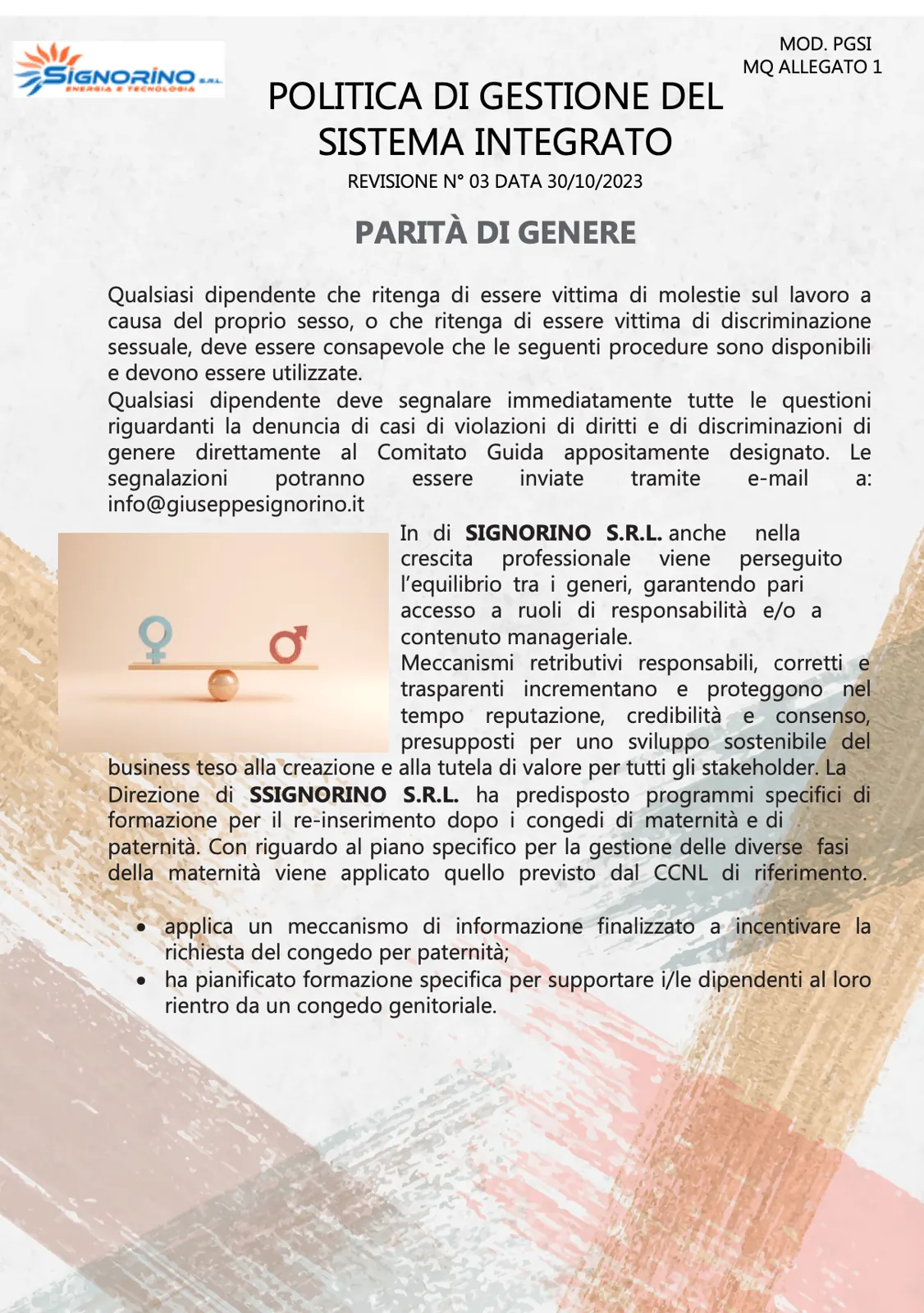 Politica aziendale: garanzia, sostegno e protezione per il personale