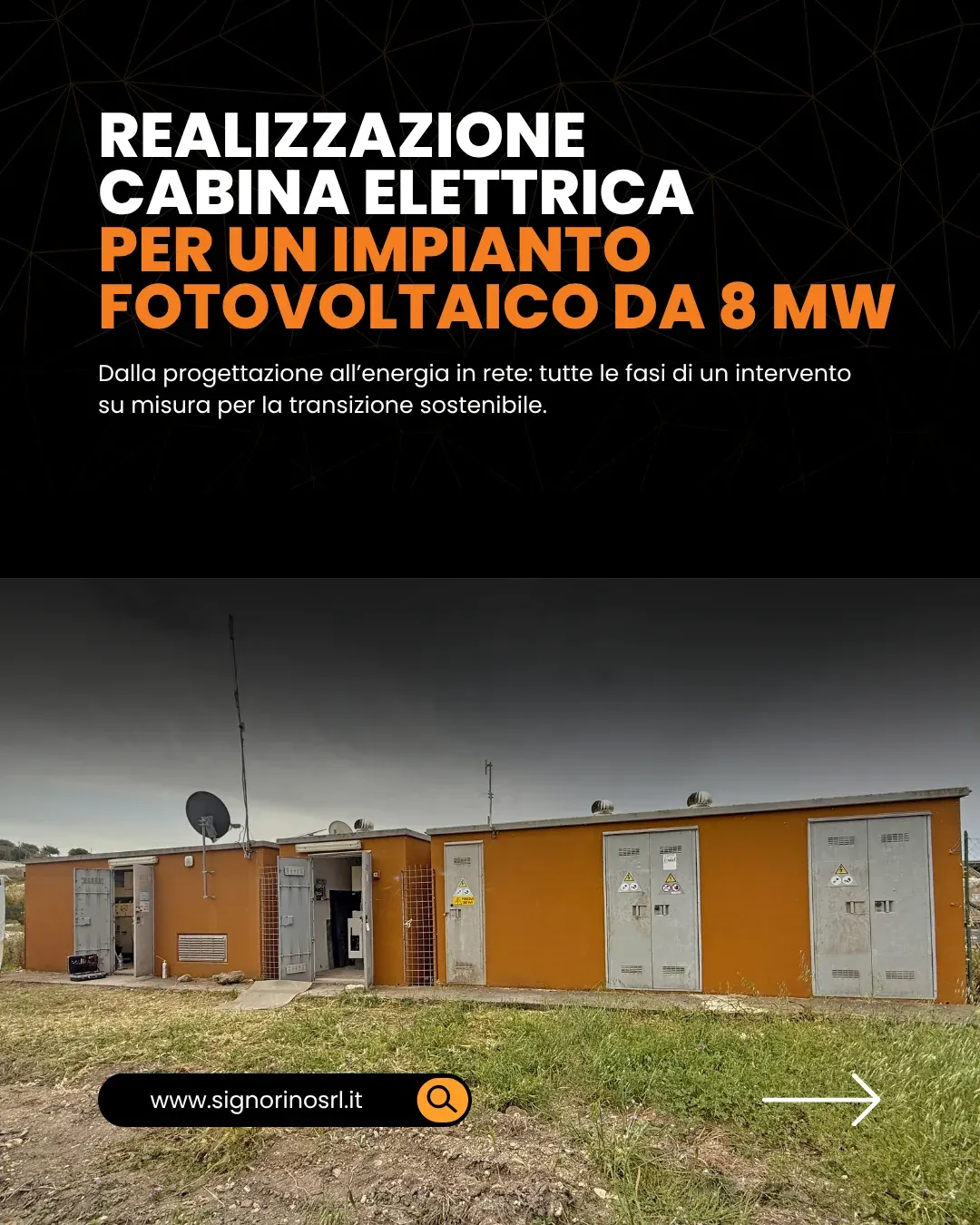 Cabina elettrica per l’impianto fotovoltaico da 8 MW a Licodia Eubea