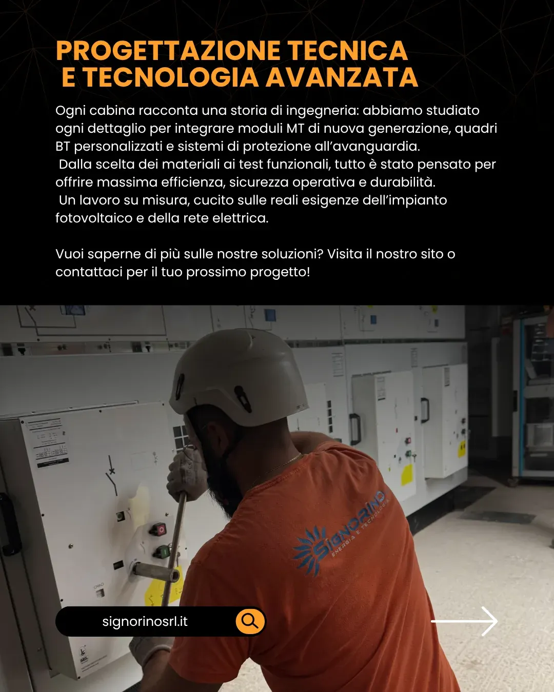 Tecnico Signorino al lavoro sui quadri MT