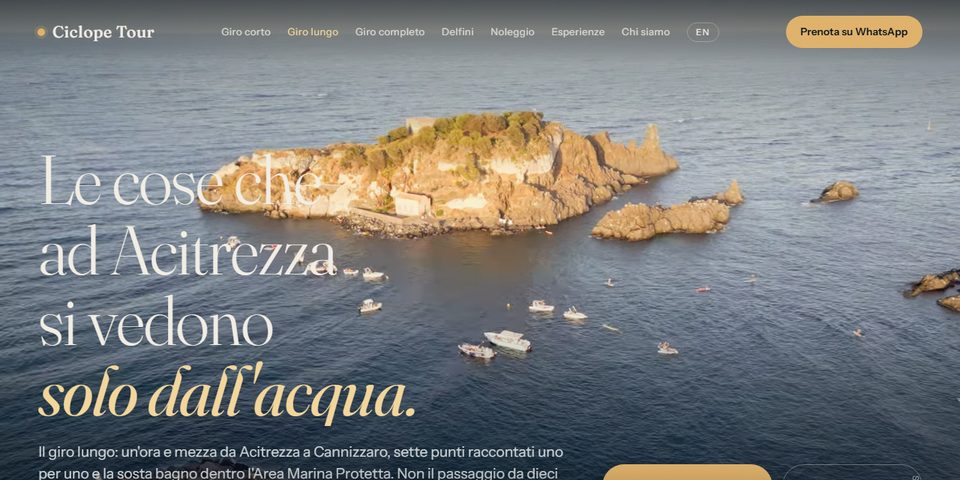 Sito di Ciclope Tour, escursioni in barca ad Acitrezza