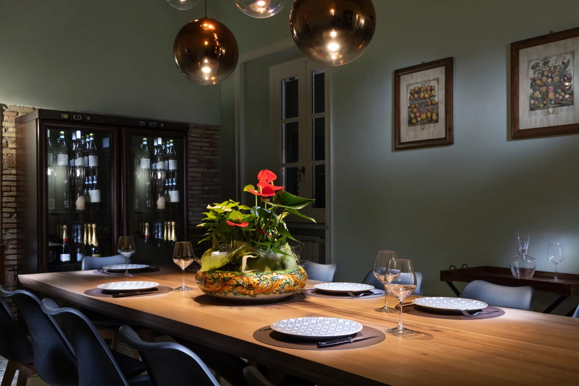 The dinner table, laid for the evening